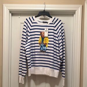 Polo by Ralph Lauren Men's Bear Striped Sweater - Blue and White